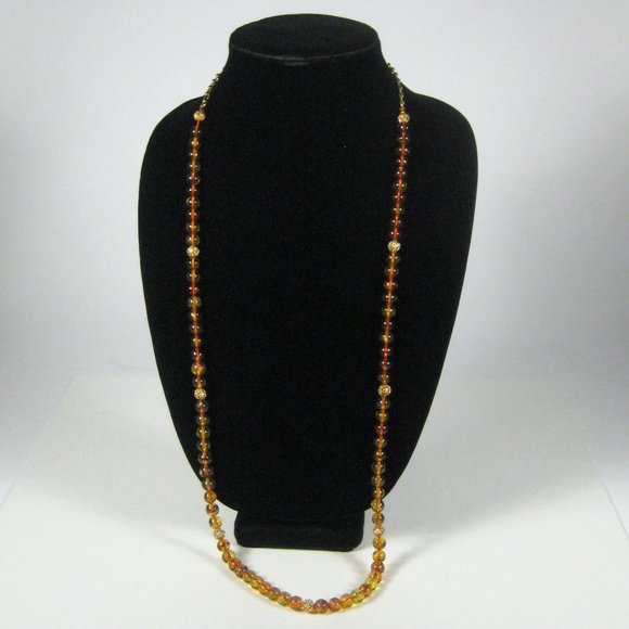 Orange Beaded Necklace 37 inch Vintage Strand Jewelry Box Clasp Upcycled - Picture 3 of 5